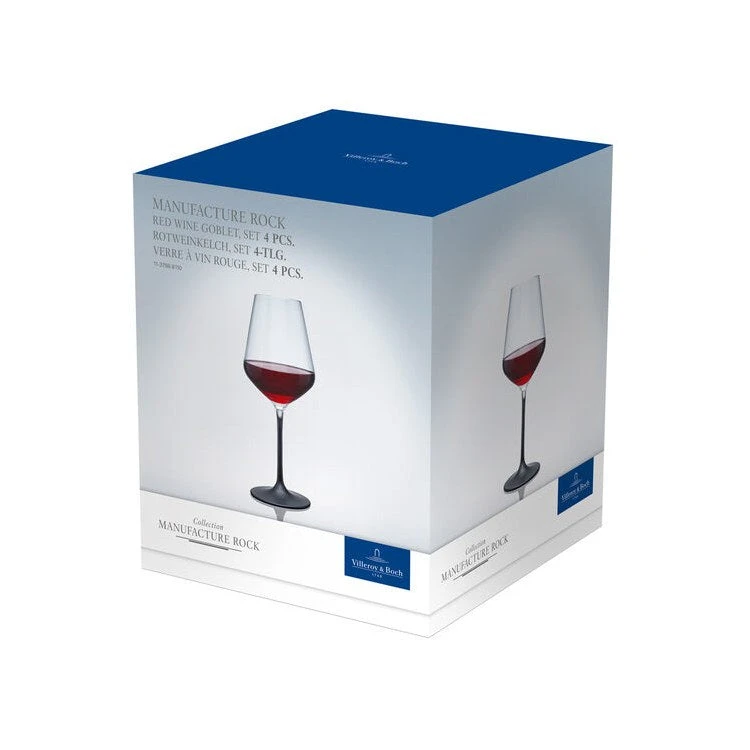 Villeroy & Boch Manufacture Rock Stems Red Wine Glasses Set Of 4 3 Villeroy & Boch Manufacture Rock Stems Red Wine Glasses Set Of 4 - Image 3