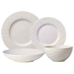 Villeroy & Boch Manufacture Rock Blanc Four-Piece Dinnerware Place Setting