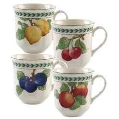 Villeroy & Boch French Garden Modern Fruits Jumbo Mugs Assorted Set Of 4